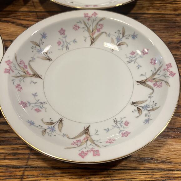 6 Vintage Meito China Japan "Lucille" Rimmed Soup Cereal Bowls Floral PRISTINE!! - Picture 6 of 11